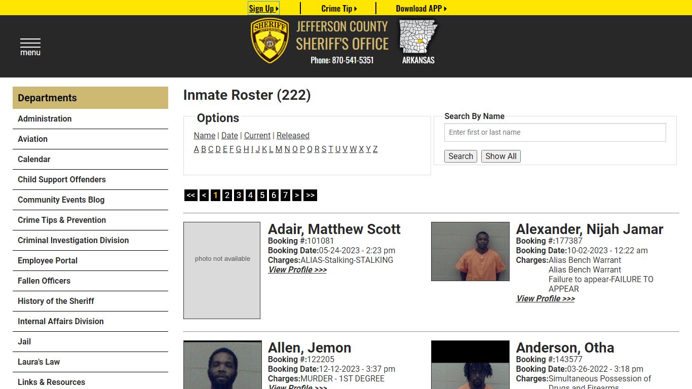 Inmate Roster - Current Inmates - Jefferson County Sheriff AR